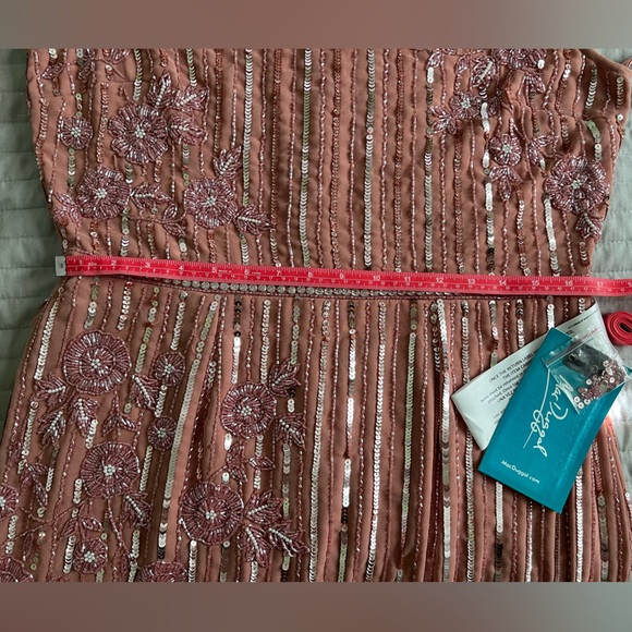 Mac Duggal 70260 STRIPED FLORAL EMBELLISHED SLEEVELESS MIDI DRESS - Picture 14 of 15